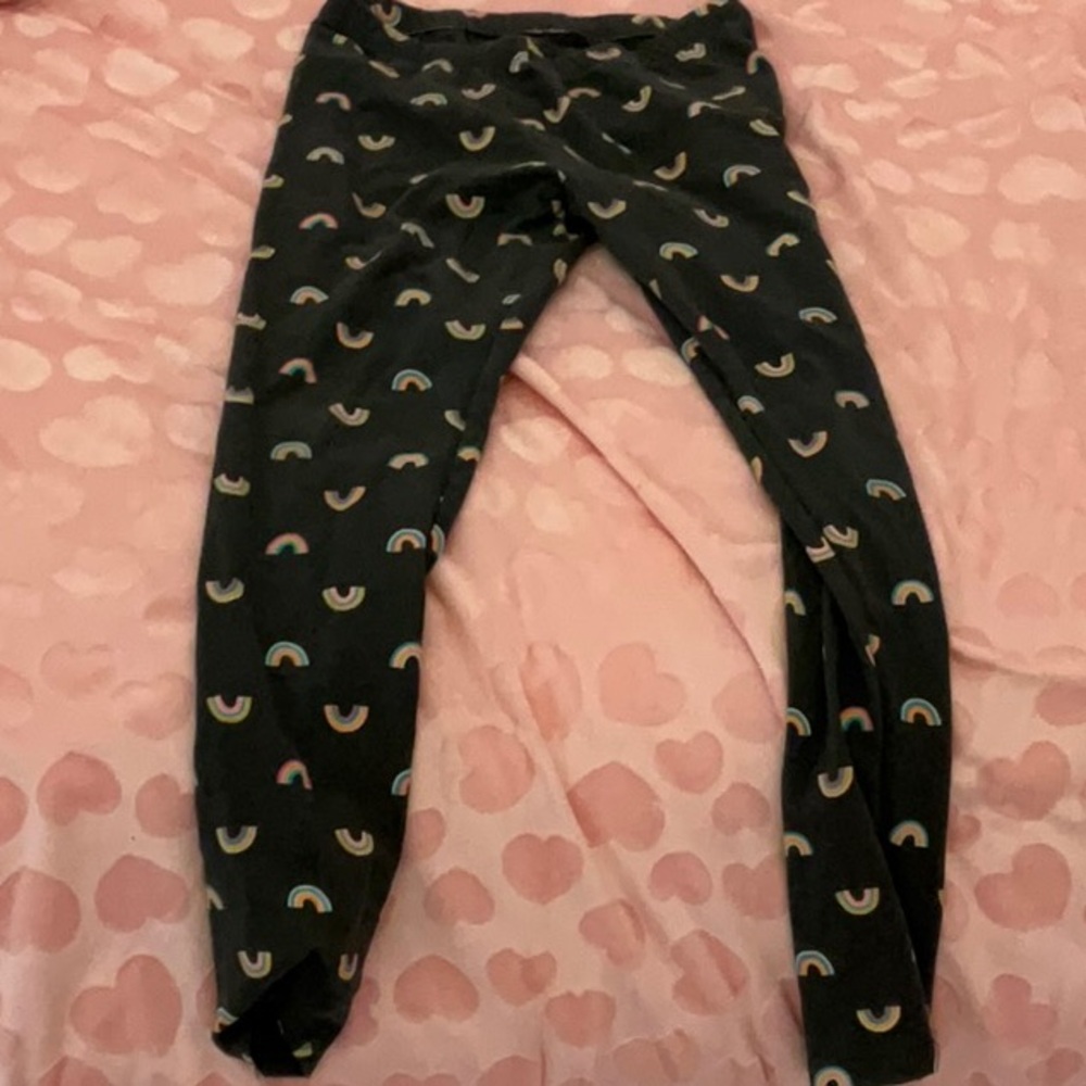 Gray pants for kids with rainbows